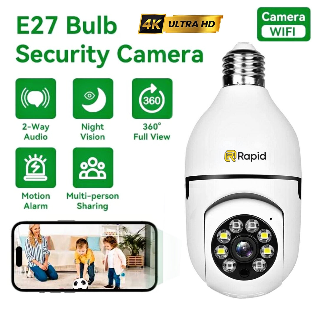 V380 Pro Smart Wireless Camera - WiFi Bulb Shape CCTV Security Camera ( Allow to Open )  On Demand.