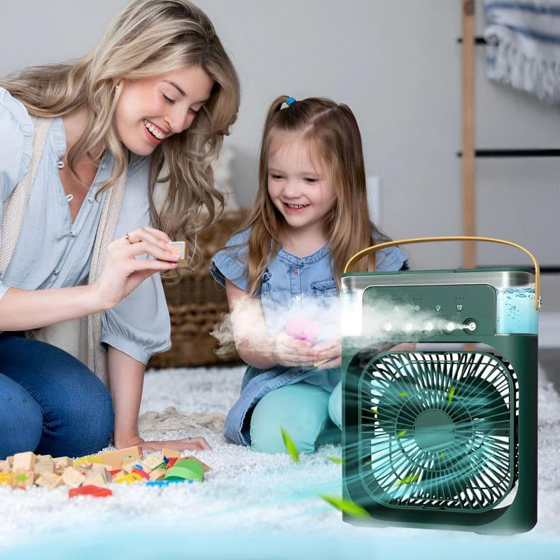 Portable Air Conditioner Fan Personal Cooler Desk Fan for Shop, Office, Kitchen, USB Powered Mini AC, Portable Humidifier Air Cooler Fan, Mini Cooler for Home (Mist Fan) with 3 Speed Modes